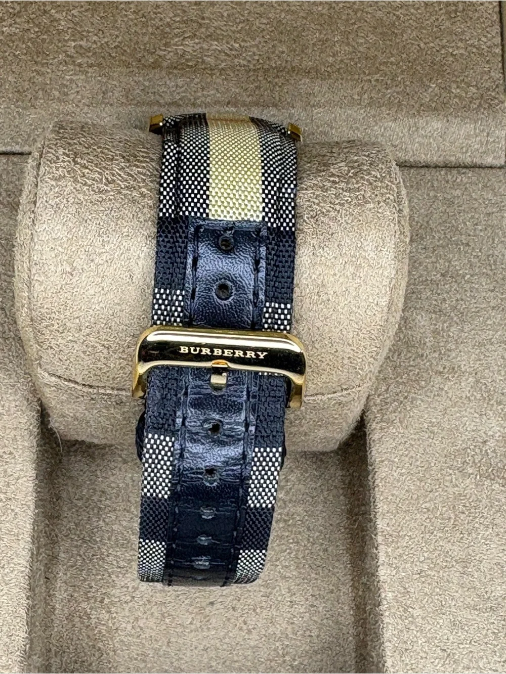 Burberry Gold Dial Watch with Signature Check Strap